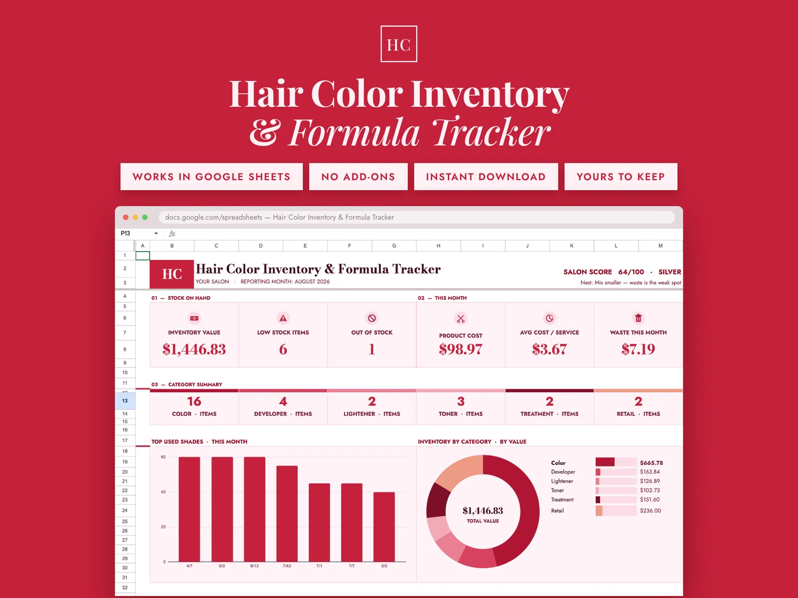 Hair Colour Inventory and Formula Tracker