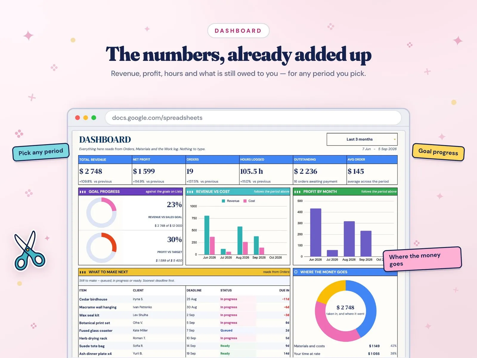 Handmade Business Tracker — screen 3