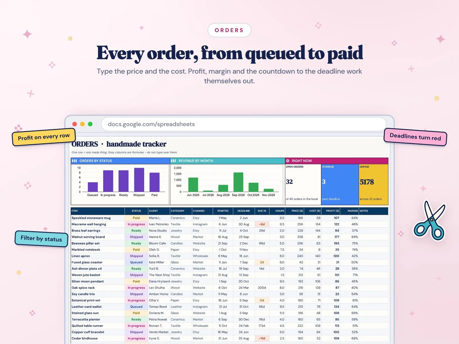 Handmade Business Tracker — screen 3