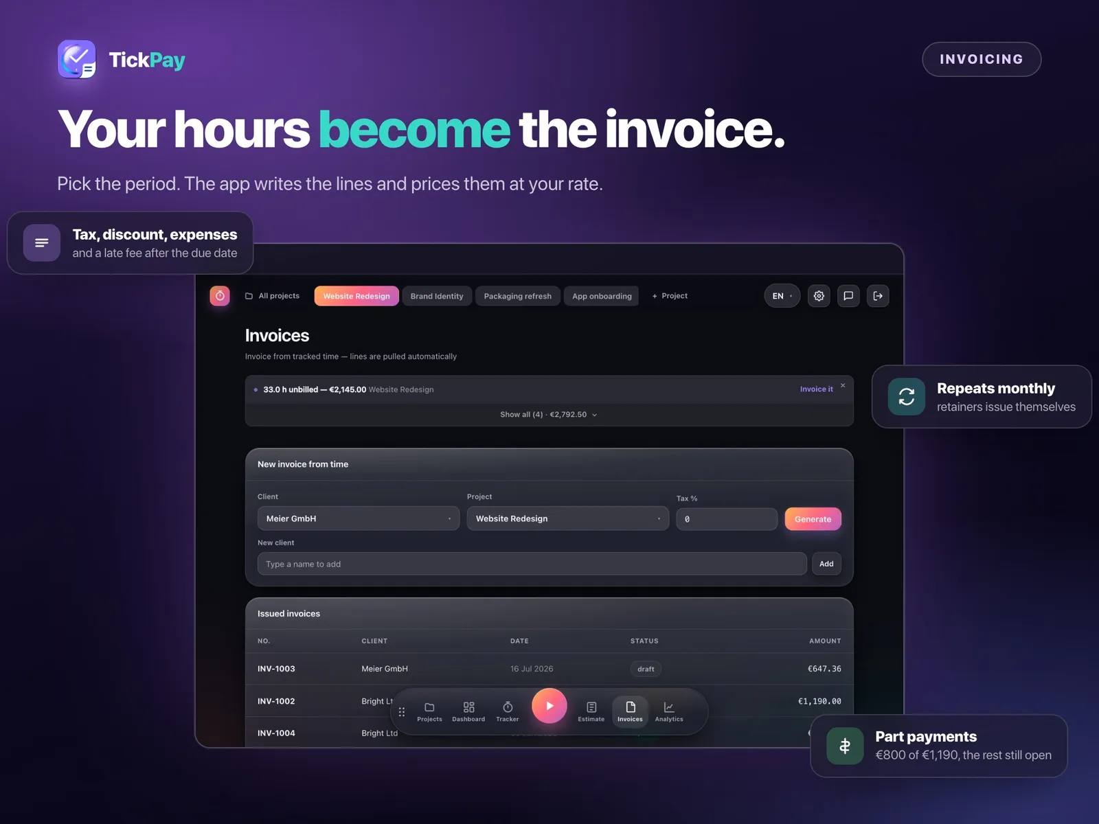 Invoice Generator & Time Tracker — screen 5