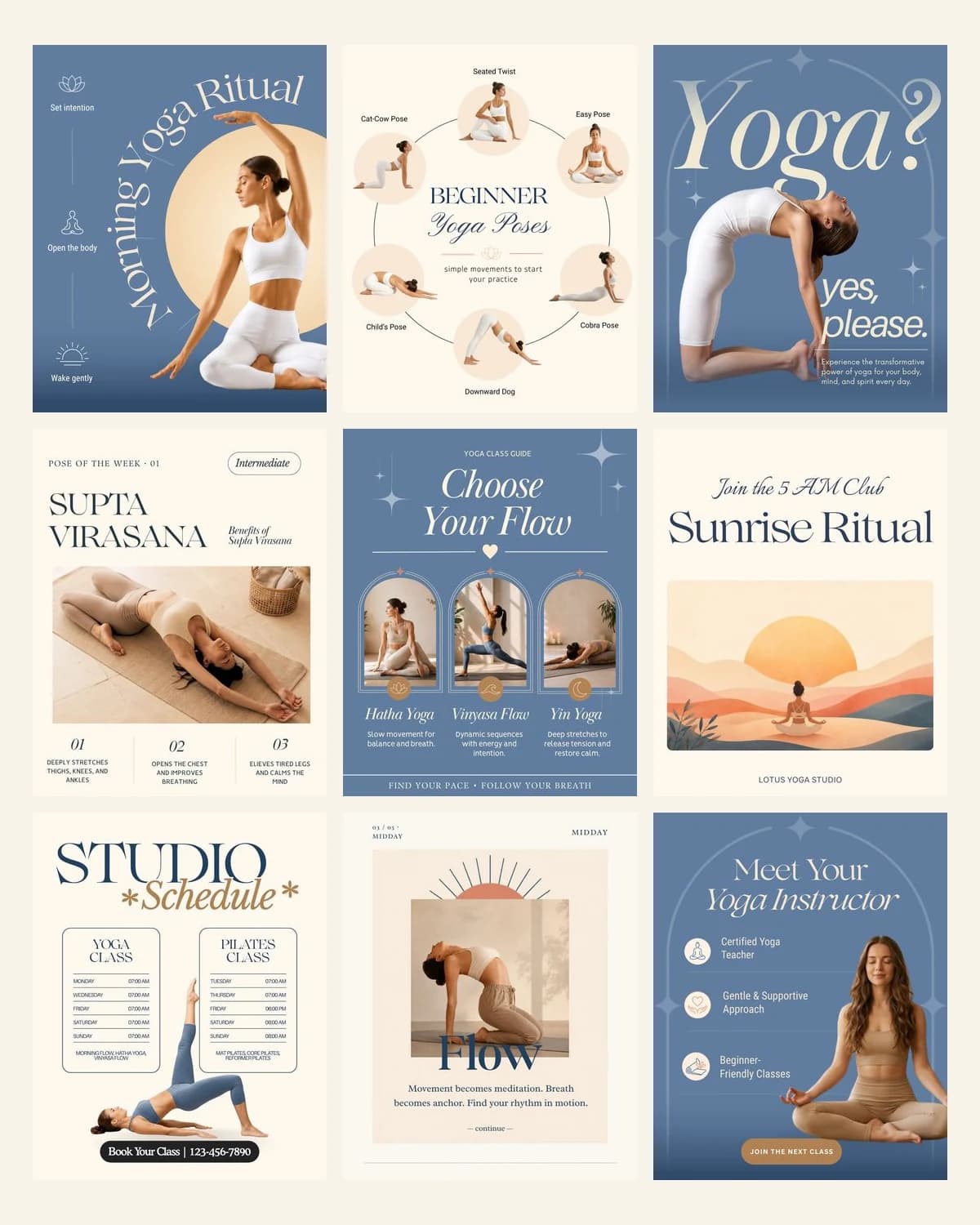 Yoga Instagram Templates — the full set
