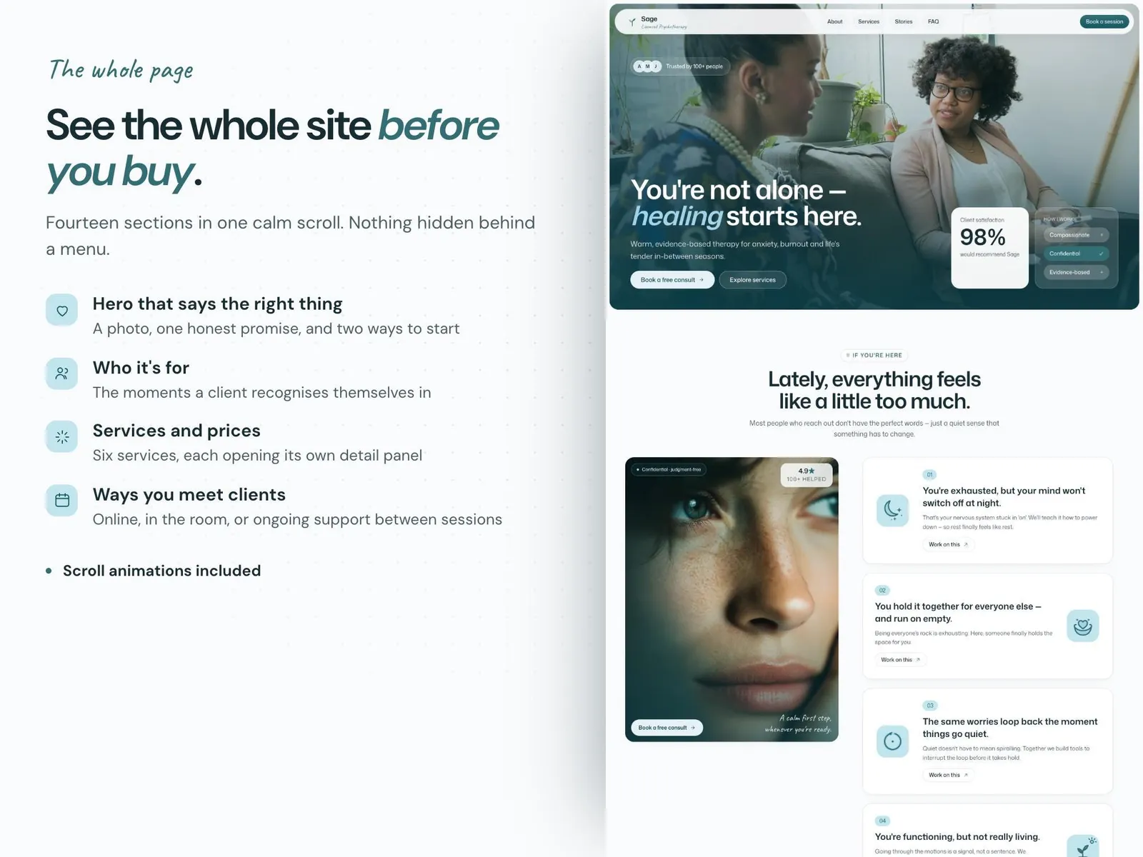Therapist Website Template — what is inside, 1