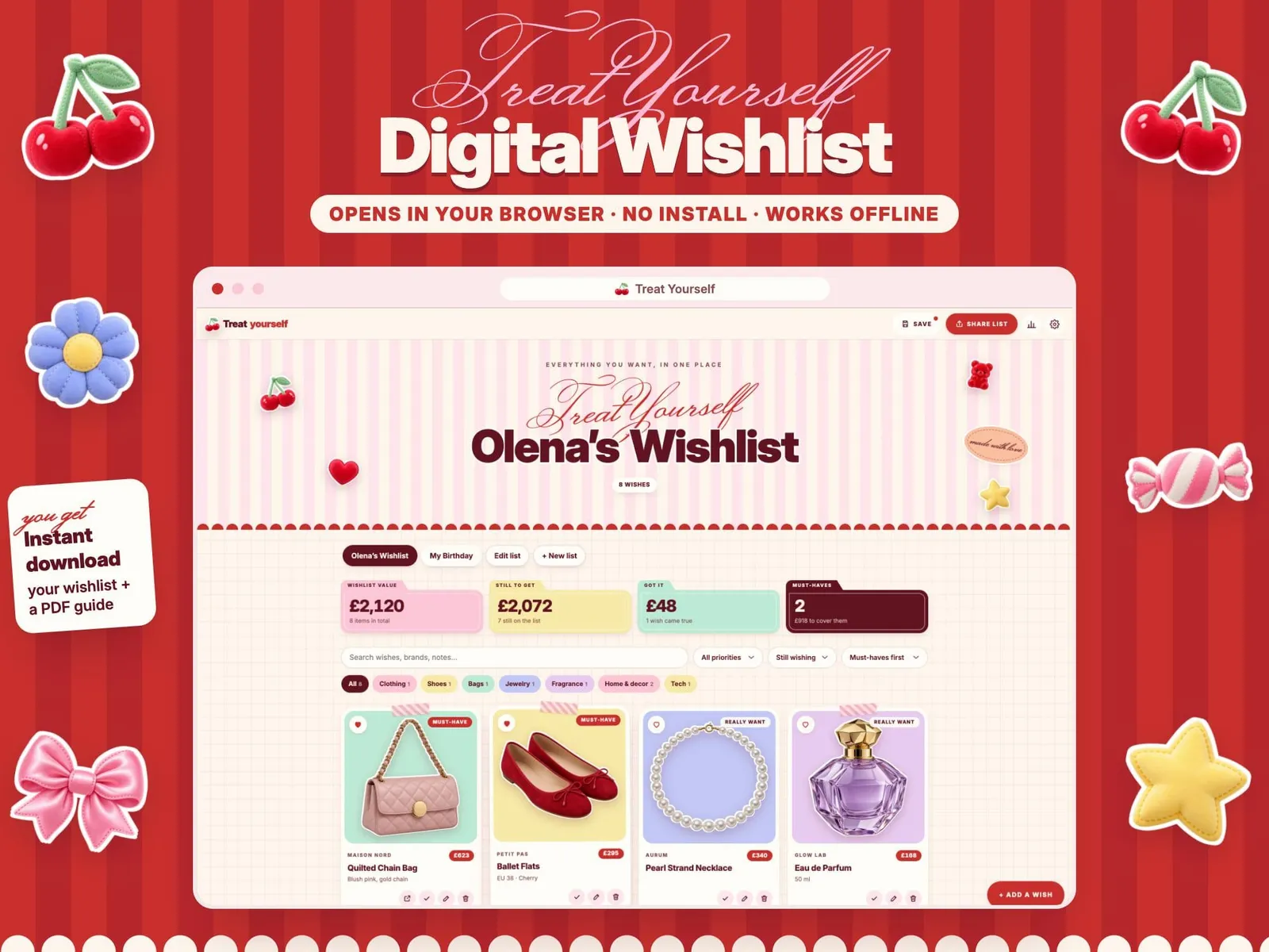 Treat Yourself Wishlist — the screen you open every day